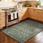 2x5 Area Rugs for Entryway, Green Washable Non-Slip Kitchen Runner Rug - Image 4