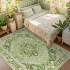 RELEANY Washable Area Rug, 6'x9', Green/Yellow - Image 2