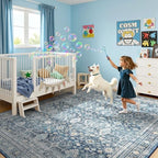 6x9 Area Rugs for Living Room Bedroom, Blue Washable Non-Slip Carpet - Image 6