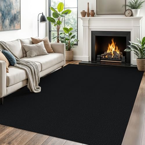EARTHALL Washable Area Rug, Non Slip Living Room Rug, 5x7 Ft, Black Heather by Unknown