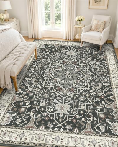 OLANLY 5x8 Washable Area Rug, Soft Non Slip Carpet for Bedroom Living Room by OLANLY