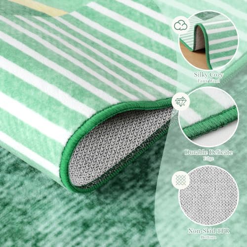 Area Rug 4x6 Green Rug Washable Rugs Non Slip Low Pile Small Carpet for Entryway, Bedroom, Kitchen, Classroom, Kids Room, Office, Dorm, Dining Room - Image 4