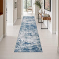 2.6x10 Washable Runner Rug:Modern Abstract Indoor Soft Carpet Blue by FXRHLP