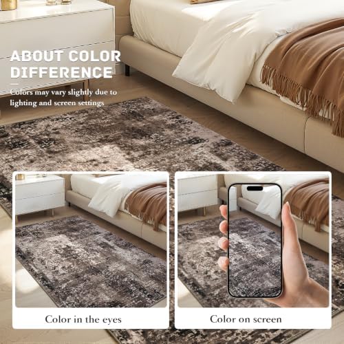 2x8 Brown Rug Runners for Hallways Kitchen Runner Rug Non Slip Washable Black Long Runner Rugs with Rubber Backing Soft Abstract Carpet Runner for Bedroom, Kitchen, Bathroom, Entryway - Image 6
