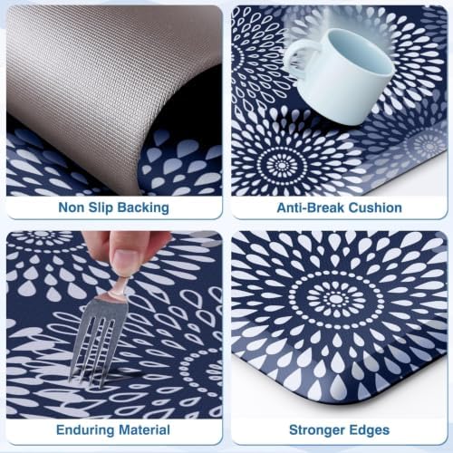LuxStep Kitchen Mats for Floor,0.47 inch Thicker Cushioned Rug Anti-Fatigue Mats for Kitchen Decor Accessories,Waterproof Non-Slip Mats and Rugs Set for Office,Laundry 17.3"×29"+17.3"×47",Blue - Image 5