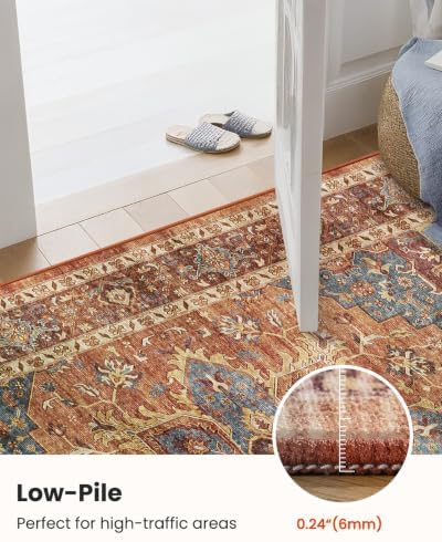 Amada Vintage Washable Area Rug,9'x12',Rust Red - Image 5