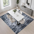Area Rug Living Room: 6x6 Modern Washable Indoor Carpet Black - Image 4