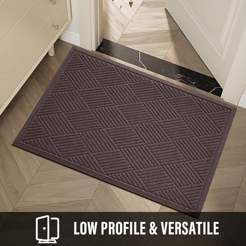HIYARD Sturdy Front Door Mat, Absorbent Muddy Dirt Resist Welcome Door Mats Outdoor Indoor, Stain and Fade Resistant, Non-Slip Rubber Backing Low Profile Doormat for Entryway, 47×32, Coffee - Image 6