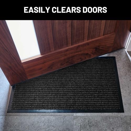 Front Door Mat, Indoor Outdoor Welcome Entryway Muddy Entrance, 30x17 Black - Image 4