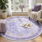 RELEANY Washable Area Rug, Round 4ft, Purple - Image 2