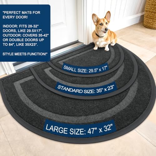 OLANLY Half Circle Front Door Mat Outside 35x23 All-Season Rubber Doormat - Image 2