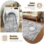 Washable Area Rug 5' x 7' Vintage Traditional Persian Mat - Foldable Distressed Non-Slip Machine Washable Carpet for Living Room Bedroom Kitchen Home Decor - Graphite and Mist - Image 7