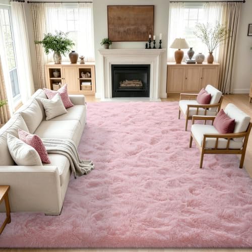 Noahas 8x10 Extra Large Pink Fluffy Soft Area Rug Non-Slip for Kids Bedroom by ModernHomeDecor