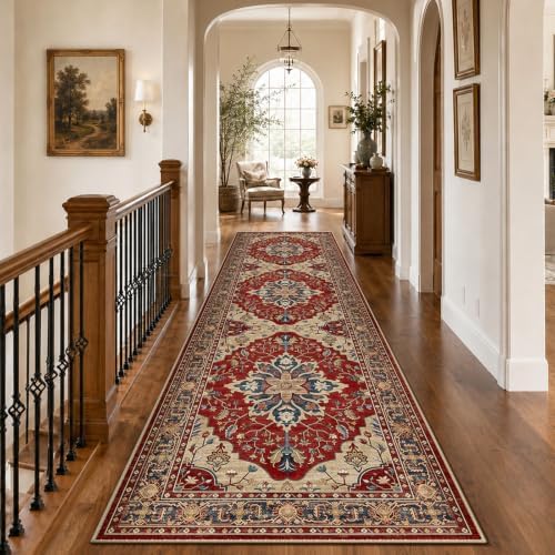 RELEANY Washable Area Rug, Runner 3'x10', Red/Blue - Image 2
