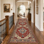 RELEANY Washable Area Rug, Runner 3'x10', Red/Blue - Image 2