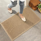 HIYARD Sturdy Front Door Mat, Absorbent Muddy Dirt Resist Welcome Door Mats Outdoor Indoor, Stain and Fade Resistant, Non-Slip Backing Entry Mat Low Profile Doormat for Entryway, 36×24, Beige by HIYARD
