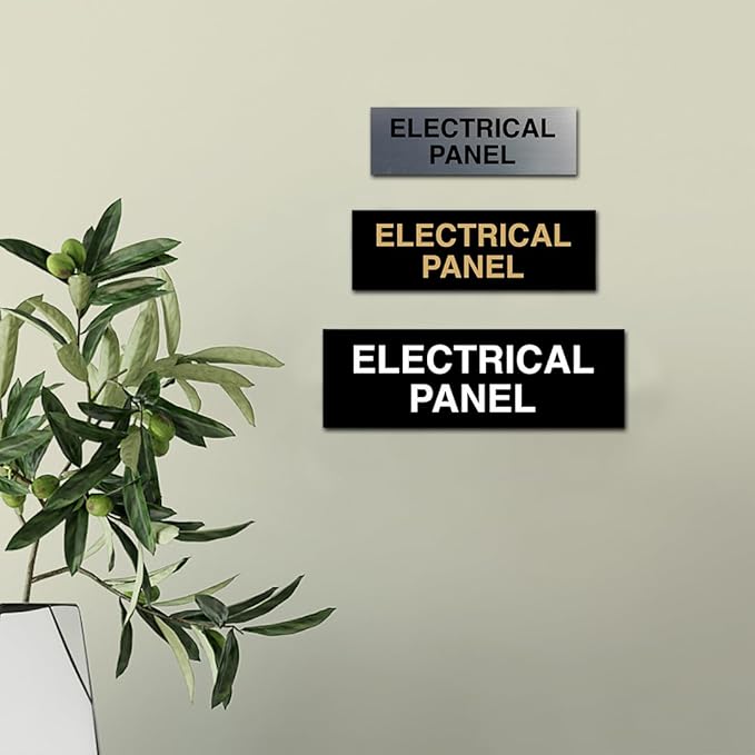 All Quality Basic Electrical Panel Sign - Fire Regulation Safety Compliance Sign - Dark Brown - Small (5 Pack)