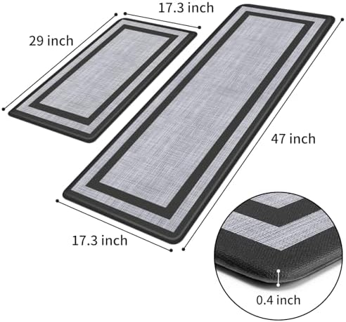 Mattitude Kitchen Mats Set of 2,Cushioned Anti-Fatigue Non-Skid Rug Sets - Image 2