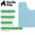 GORILLA GRIP Chenille Bath Rug Mat for Square Toilet Base, 24x19 Sky Blue - Image 3
