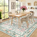 PLHXFR 8x10 Area Rug Living Room: Floral Washable Boho Carpet Green Beige - Image 4