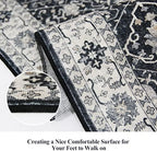Hallway Washable Runner Rug - 2x7 Kitchen Rugs Entryway Rug Runner Vintage Soft Floor Mat Non Slip Indoor Farmhouse Carpet for Bathroom Living Room Bedroom (2 X 7, Black) - Image 5