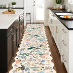 Hallway Floral 2'6x14 Runner Rugs: Washable Scalloped Soft Carpet with Non-Slip Backing for Entryway Kitchen Stain-Resistant Bedroom Floor Mat – Gifts for Newlyweds/Household Home Dcor (2'6x14,Cream) - Image 3