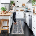 2x6ft Washable Hallway Carpet Runner – Non-Skid Floor Runner Rug for Kitchen Indoor Entryway Bedroom Bathroom Bedside – Boho Vintage Soft Low-Pile Area Rug (Blue,2x6) - Image 3