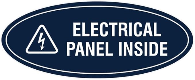 Signs ByLITA Oval Electrical Panel Inside Sign (Navy Blue/White) - Small