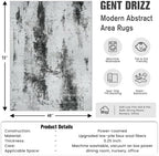 4x6 Area Rugs for Living Room: Washable Abstract Black White Grey Carpet - Image 2