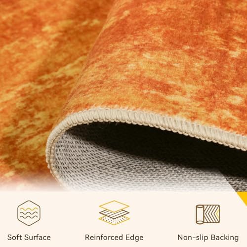 RELEANY Washable 6'x9' Abstract Area Rug for Living Room Orange - Image 5
