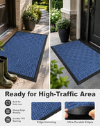 Mibao Front Door Mat Outdoor Entrance, 47" x 32" Heavy Duty Welcome Mat for Outdoor and Indoor, Waterproof Dirt Trapper Doormat, Super Absorbent Indoor Entryway Mat for Patio & Porch - Blue - Image 3