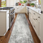 RELEANY Washable Runner 2'x8' Abstract Area Rug for Hallway Gray White by RELEANY