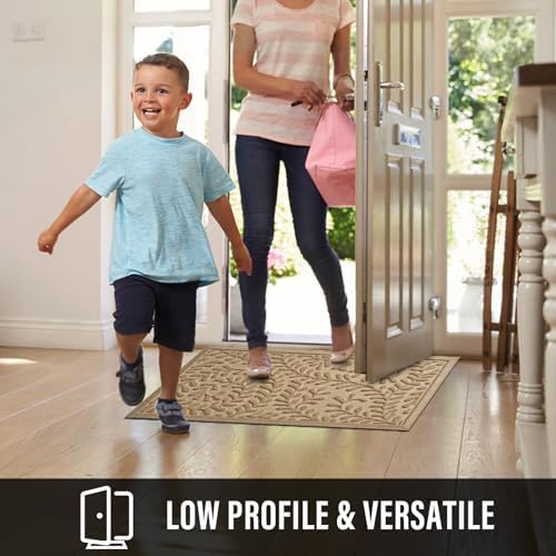 HIYARD Front Door Mat, Absorbent Dirt Trapping Welcome Door Mat Indoor Outdoor, Non Slip Entry Mat, Indoor Outdoor Door Mats, Fade Resistant, Low Profile Doormat for Entryway, 47×32, Beige - Image 2