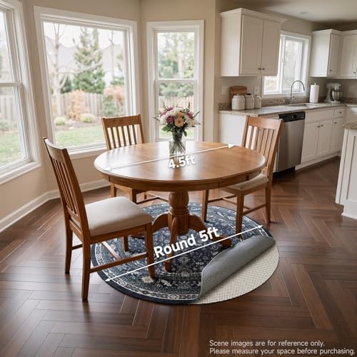 Veken 5x5 Ft Round Rug Pad Gripper for Hardwood Floors, Circle Non Slip Rug Pads for Area Rugs, Thick Rug Grippers for Tile Floors, Under Carpet Anti Skid Mat, Keep Your Rugs Safe and in Place - Image 6