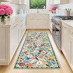 PLHXFR 2x6 Washable Runner Rug：Floral Indoor Kitchen Soft Carpet Green by PLHXFRSoftAreaRugs