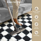 Ophanie Checkered Black & White Rug for Living Room Bedroom,Fluffy Soft Cute Fuzzy Area Rugs,Shag Plush Shaggy Bedside Floor 6x9 Furry Carpet Kids Baby Teen Dorm Decor with Over 99 pcs Pile fibers - Image 6