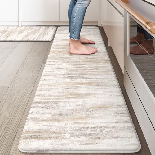 KIMODE Kitchen Mats Cushioned Anti Fatigue, Abstract Farmhouse Kitchen Rugs by StayinComfortCookwithJoy