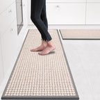 eqivei Kitchen Rugs and Mats Non Skid Washable Set of 2 PCS, Absorbent Runner Rugs for Kitchen, Front of Sink, Kitchen Mats for Floor, 17.3"x 47"+17.3"x 29" (Gray) by Eqivei
