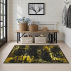 Area Rug Living Room: 3x5 Modern Washable Soft Carpet Black Gold - Image 3