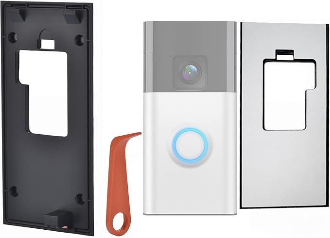 Fansoun Adhesive Video Doorbell Mount for Ring Battery Doorbell(2024 Release) No Drilling Camera Door Mounting Holder Bracket Accessories for Apartments Office Houses (Black)