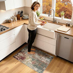 RELEANY Washable 2'x3' Abstract Area Rug for Living Room Rustic Brown - Image 2