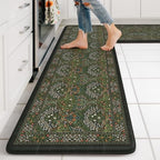Collive Kitchen Mats Cushioned Anti Fatigue, Dark Green 17.3"x59"+17.3"x29" by Collive