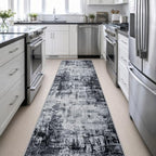 3x14 Washable Runner Rug：Modern Abstract Soft Carpet Dark Black - Image 5