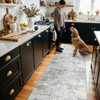 HY HAOYUNLAI Abstract 2x8 Runner: Washable Non-Slip 8ft Hallway Carpet Stain-Resistant Laundry Room Kitchen Area Rug Throw Entryway Foyer Mat Soft Living Room Bedroom Beside Runner Rug(2x8,Light/Grey) - Image 2