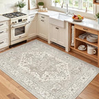 Madane Area Rug 3x5, Washable Vintage Entry Rugs for Bedroom, Beige/Brown - Image 3