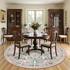 PLHXFR Round Area Rug Living Room: 8 ft Floral Washable Carpet Pink Green - Image 3