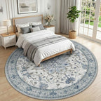 RELEANY Washable Area Rug, Round 10ft, Blue/White/Gray - Image 2