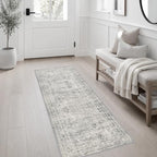 2x5 Washable Runner Rug：Modern Abstract Soft Carpet Black Grey - Image 3
