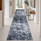 3x14 Washable Runner Rug：Modern Abstract Kitchen Carpet Black - Image 3