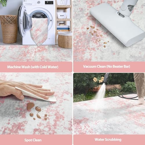 Aelenmu 5x7 Area Rugs for Living Room Washable Bedroom Dining Room Pink - Image 5